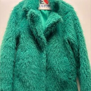 NWOT Skies Are Blue Vibrant Green Teddy Jacket size XS